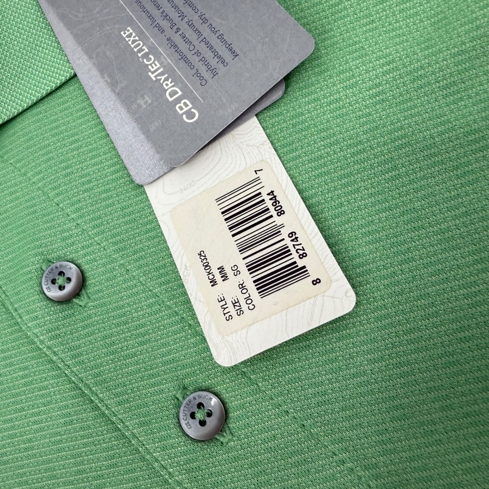 CUTTER & BUCK NEW Medium Polo Shirt Green CB DryTec Luxe Pima Cotton MCK00325 - Picture 10 of 10